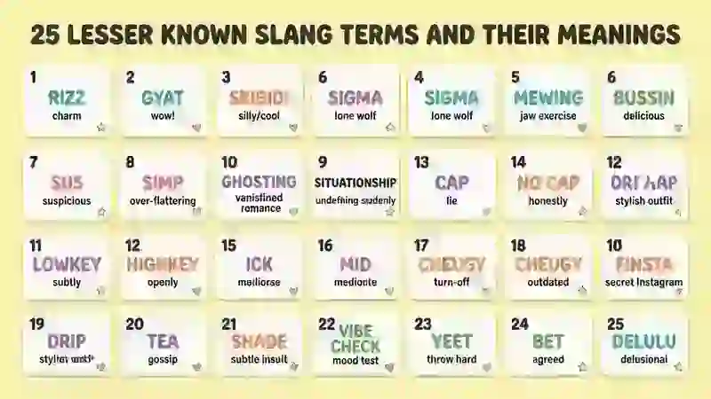 25 Lesser Known Slang Terms and Their Meanings